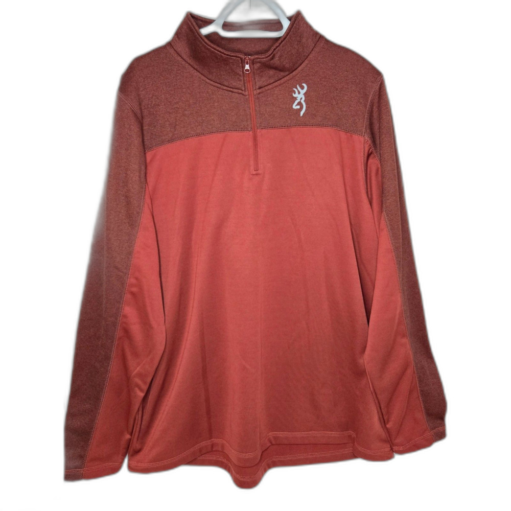 Browning Buckmark Colorblock Quarter Zip Fleece Pullover | Men's Size XL | Red